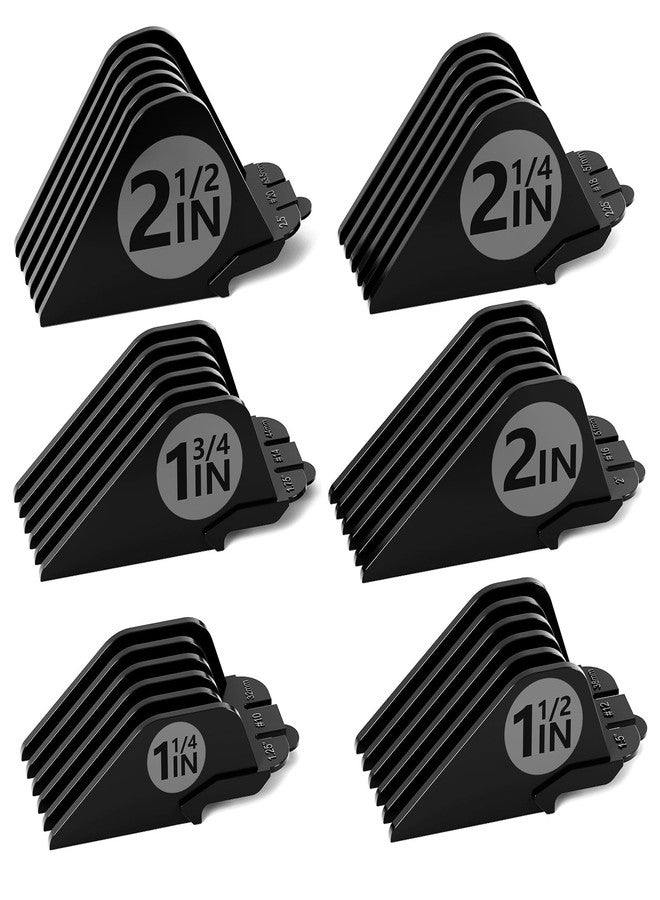 CR8GR8 Clipper Guards Set 10 12 14 16 18 20 Compatible with Wahl Clippers, 6pcs Extra Long Clipper Guides Replacement - 2.5", 2.25", 2", 1.75", 1.5", 1.25" Hair Guard Clipper, Black Clipper Guards for Wahl - Image 1